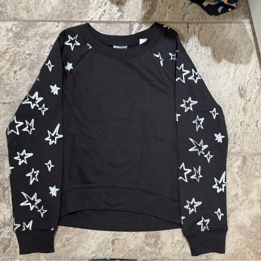 NWT size Large 10-12 Athletic Works Black Star Patterned Sweater